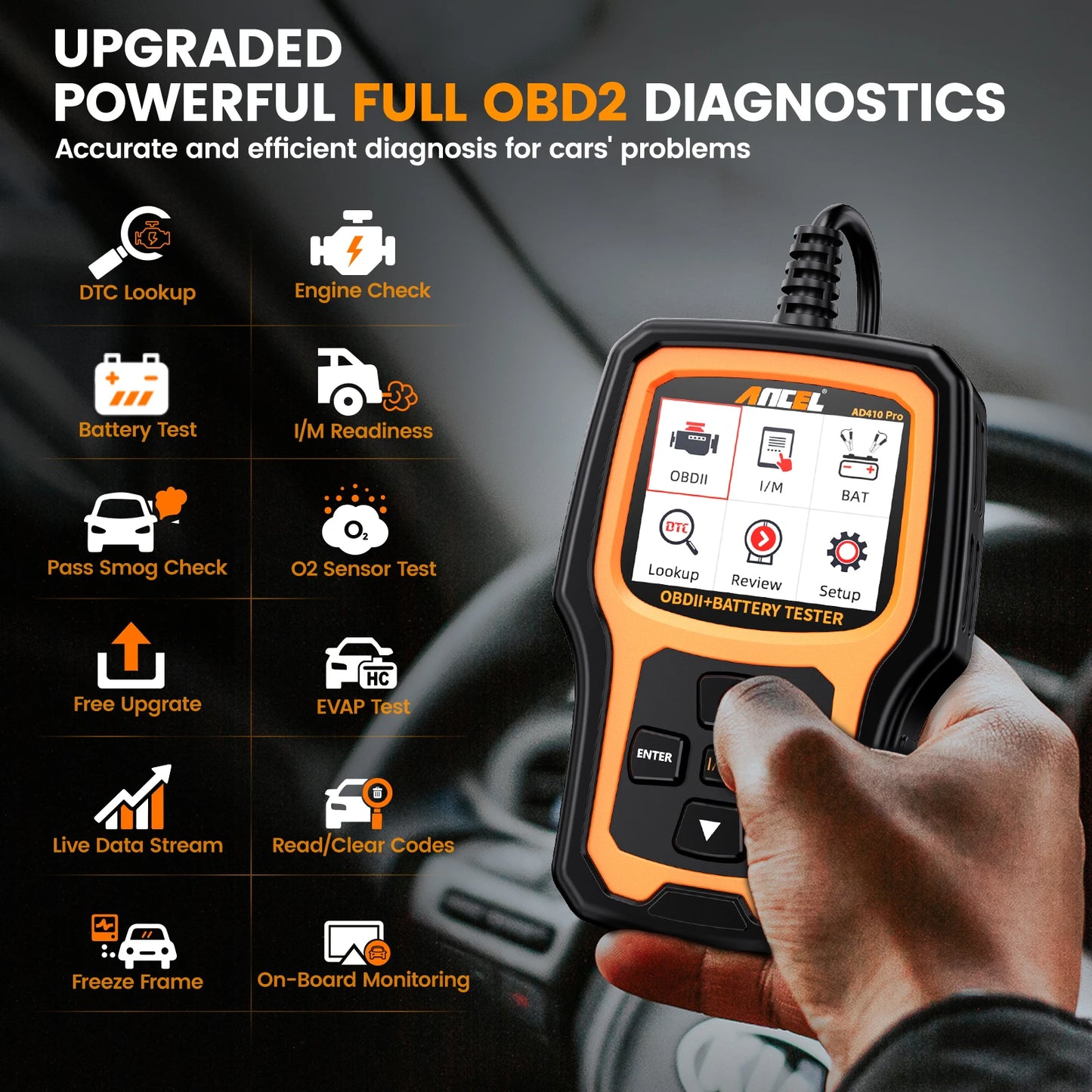 OBD Scanner - OBD2 - Auto Scanner - Auto uitlezen - Diagnose Apparatuur voor Auto's - Code Reader - Battery Test - Check Engine - Volledige OBD2 Functies - Diagnose Tool - Autoscanner