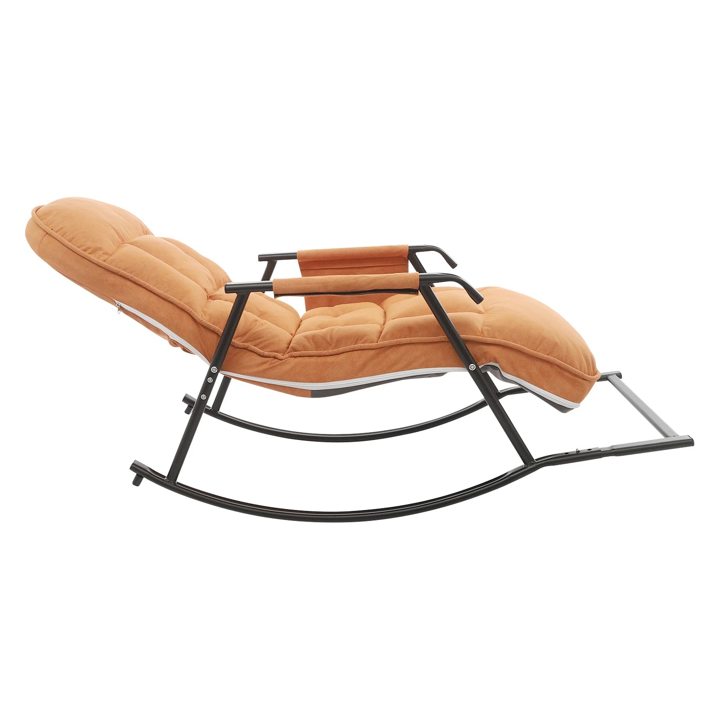 Schommelstoel – Relaxstoel – Fauteuil – Loungestoel – Voedingsstoel – Verstelbare Rugleuning – Tech Stof En Stalen Frame – Comfortabele Gevuld Zitvlak – Oranje - QUORE