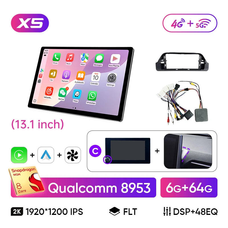 Ainavi 13.1 Car Radio For Toyota RAV4 2020 2021 2023 2024 RAV 4 XA50 Wireless Carplay Android Auto 4G Car Multimedia Player DSP - QUORE