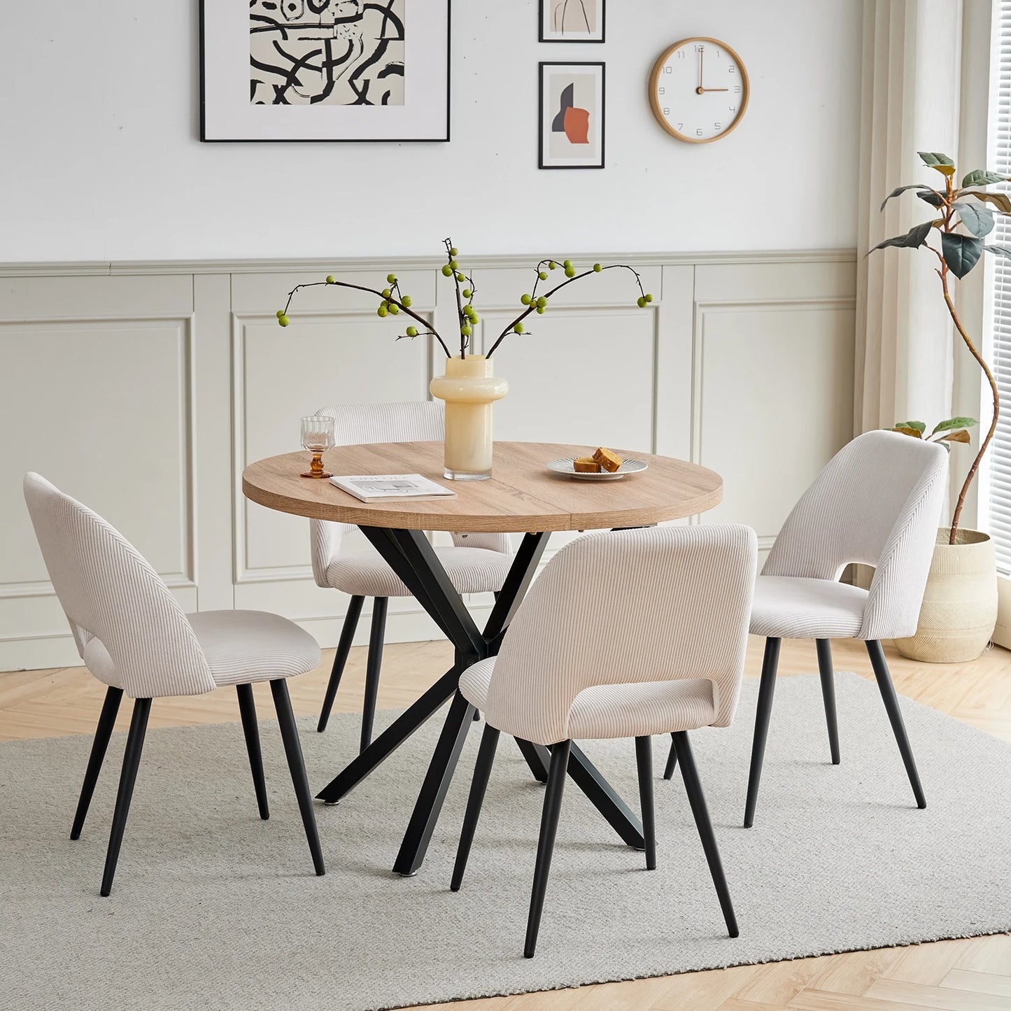 Set of 2/4/6 Stylish Corduroy Dining Chair - Soft Fabric Seat, Ergonomic Design, Suitable for Family Dining Space
