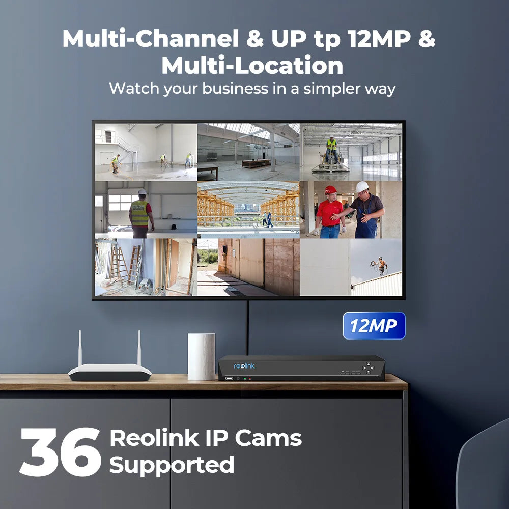 36-Kanaals Beveiligingssysteem – Camerabeveiliging – NVR Recorder – IP Camera Systeem – CCTV Bewaking – 12MP Resolutie – 48TB Opslagcapaciteit