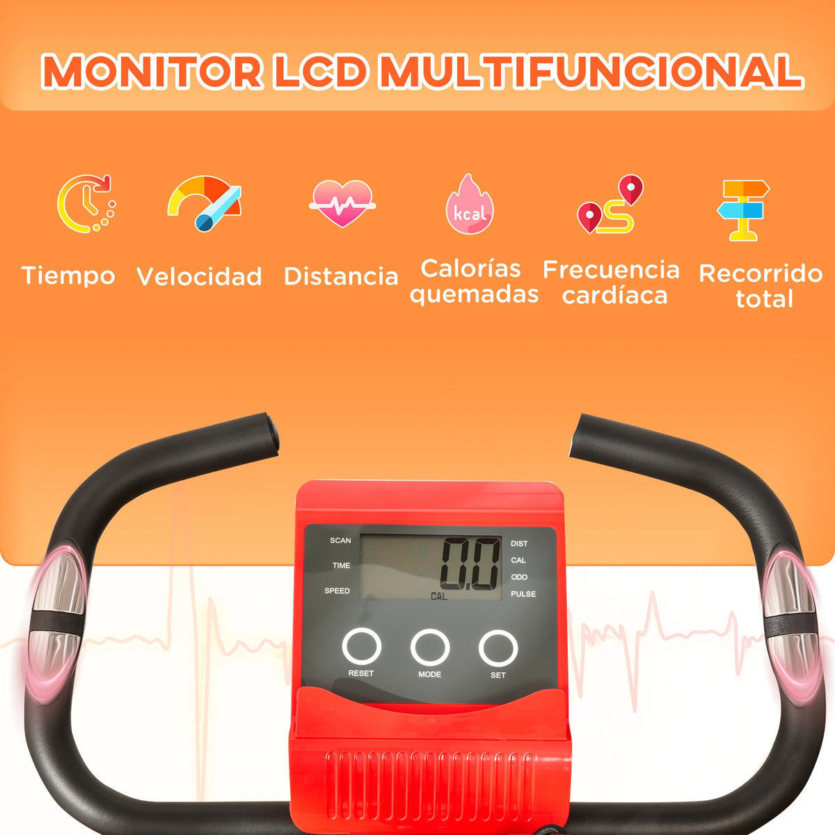 Eliptical Bike - Indoorfietsen - Hometrainers - Fitness Fiets - Indoor Cycle - Indoorfiets - Kunststof ABS staal - Opvouwbare Hometrainer - 105x48x118 cm - Rood - QUORE