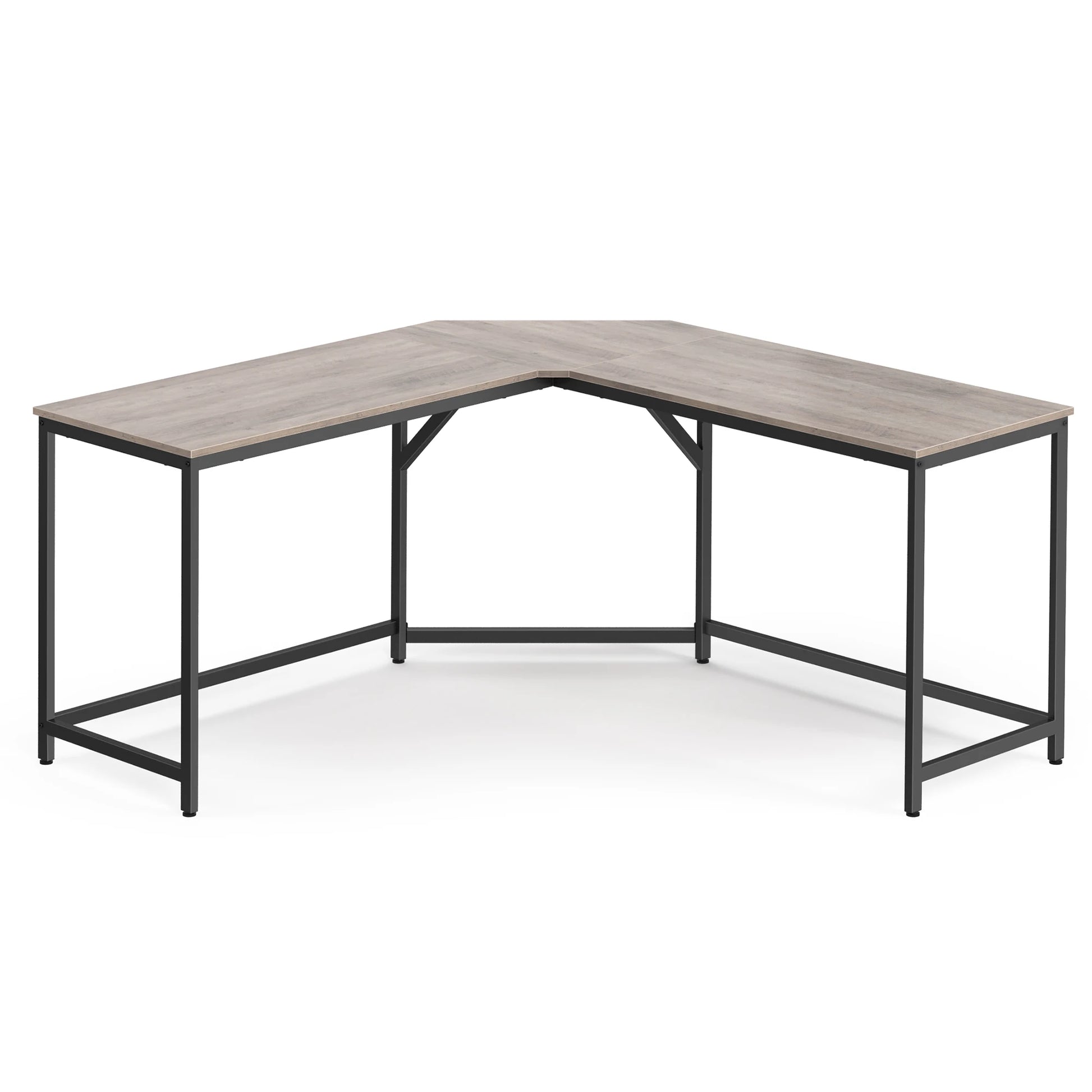 Computer Bureau - L-Vorm - Hoekbureau - Gaming Tafel - Computer Tafel - 149x149x75cm - Stabiel Bureau - Verstelbare Poten - 2 Open Planken - Donker Kaki - QUORE