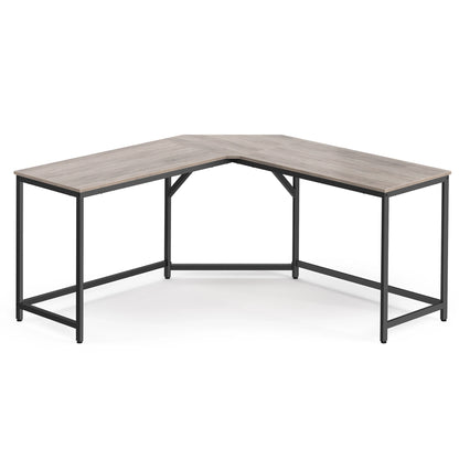 Computer Bureau - L-Vorm - Hoekbureau - Gaming Tafel - Computer Tafel - 149x149x75cm - Stabiel Bureau - Verstelbare Poten - 2 Open Planken - Donker Kaki - QUORE