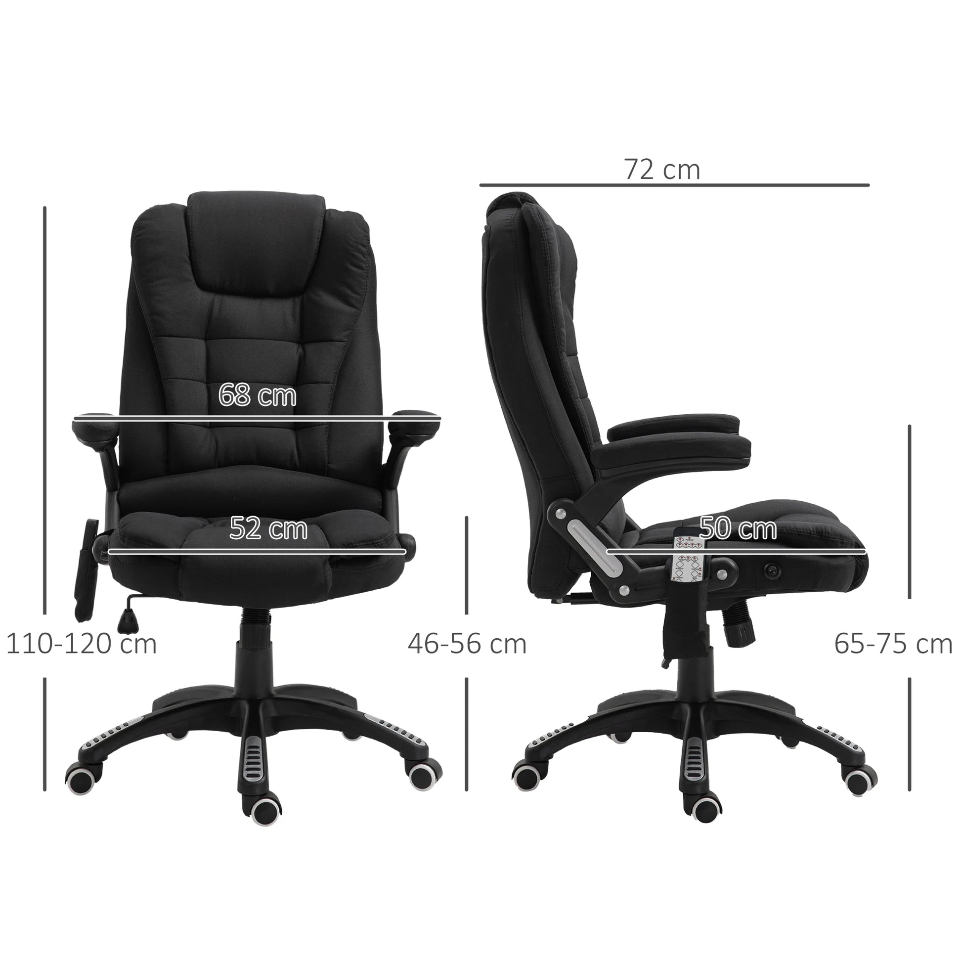 Massage Bureaustoel – Bureaustoel Met Massage – Ergonomische Werkstoel – Relaxstoel Met Verwarming – Comfortabele Zitzak – 6 Massagepunten – Verstelbare Rugleuning Tot 130° - Zwart - QUORE