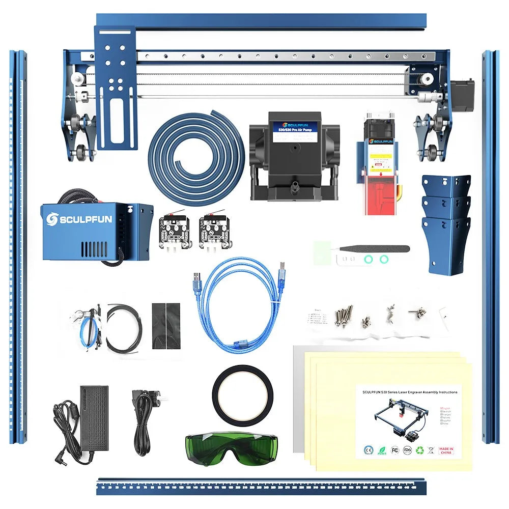 Lasergraveerder – Laser Cutter – Laser Snijder – CNC Graveermachine – Gravureapparaat – Automatische Luchtondersteuning – Ultra-Nauwkeurige Laserfocus 0,06 X 0,08 MM – Uitbreidbaar Werkoppervlak 410 X 400 MM