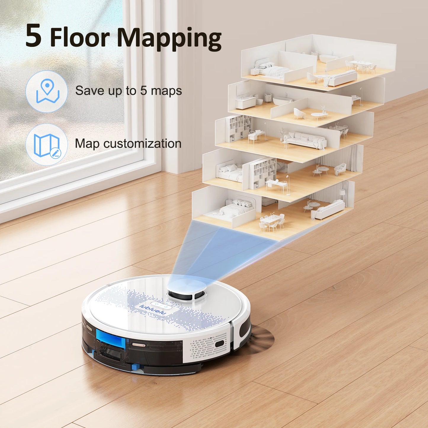 Robotstofzuiger - Dweilrobot - Dweilfunctie - 4000Pa - Slimme Navigatie - 2-in-1 - App Bediening - Stofzuigen - Dweilen -  Zwart
