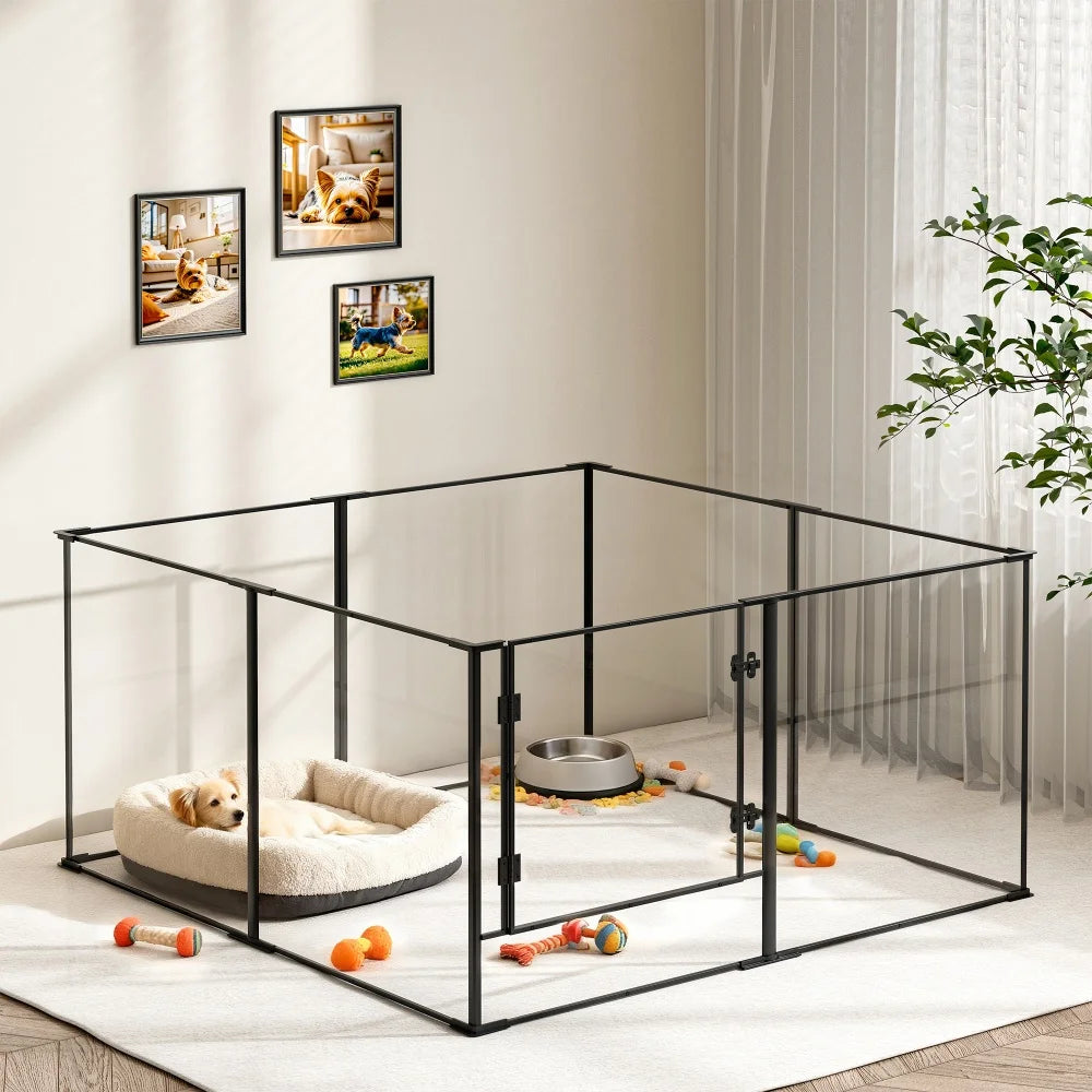 Hondenren acryl – Huisdierenren – Loopren – Speelren – Naar binnen – Transparant ontwerp – Stevig aluminium – 122x122x61 cm