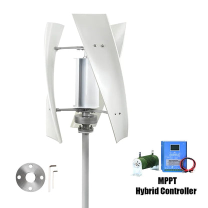 Windturbine – Windgenerator – Windmolen – Duurzame Energie – 3000W Vermogen – Aluminium Behuizing - Wit - 24V - Met Hybride Besturing