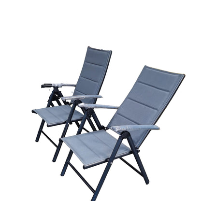 Tuinstoelen – Klapstoelen – Balkonstoelen – Terrasstoelen – Tuinmeubelen – Teakhouten Armleuning – Verstelbare Rugleuning - Grijs - QUORE