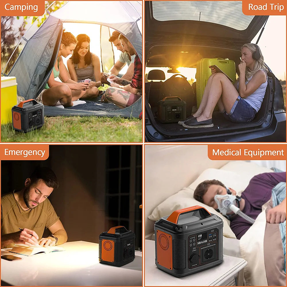 Draagbare energiecentrale generator - Snel opladen 230V -  AC Sockets -  DC Ports en LED zaklamp -  Voor reizen kamperen 300W - 296Wh - Orange