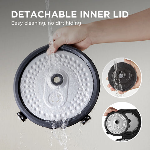 Rijstkoker met Stomer - met Opwarmende Functie - 11 functies - Slowcooker - Rice Cooker - Warmhoudfunctie - 5 tot 6 Personen - RVS - Multi Cooker - Anti-aanbaklaag binnenpan - ‎Geborsteld zwart