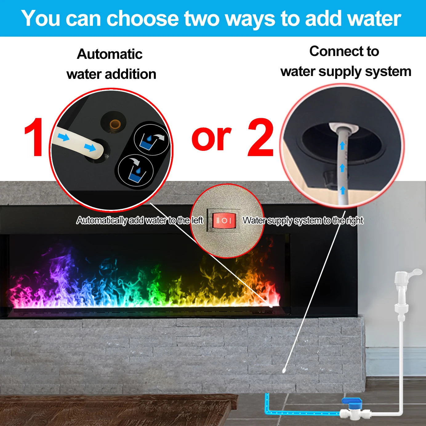 Waterdamp Open Haard – Sfeerverwarming – Luchtbevochtiger – 3D Stoomhaard – Decoratieve Haard – 1200mm – Veilig & Milieuvriendelijk – Automatisch Watersysteem