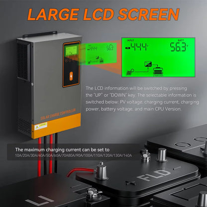 48V MPPT Zonnepaneel Laadregelaar – Zonneregulator – Accu Regulator – Solar Charger – Batterijlader – 140A Maximale Stroom – Tot 500V PV Input