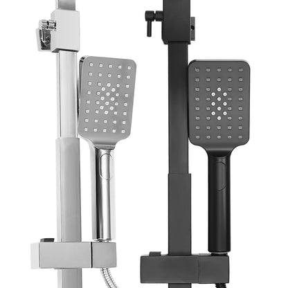 Douche - Regendouche - Douchewand - Douchekolom - Douchepanelen - LCD Douche Systeem met Thermostaat – Multifunctionele Regendouche met 4 Waterstanden – Verstelbare Hoogte 73-116 cm - Zilver - QUORE