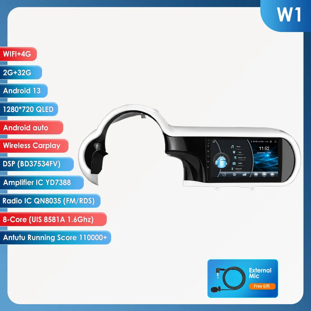 Autoradio – 2DIN Autoradio – Car Multimedia Speler – Navigatiesysteem – Android 13 Autoradio – 9 Inch Touchscreen – Draadloos CarPlay & Android Auto - QUORE