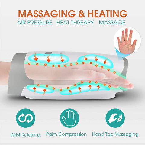 Hand Massager voor Artritis - Luchtcompressie en Warmte Therapie voor Pols, Vingers en Gewrichten - Fysiotherapie voor Artritis - Hand Massage Apparaat - QUORE