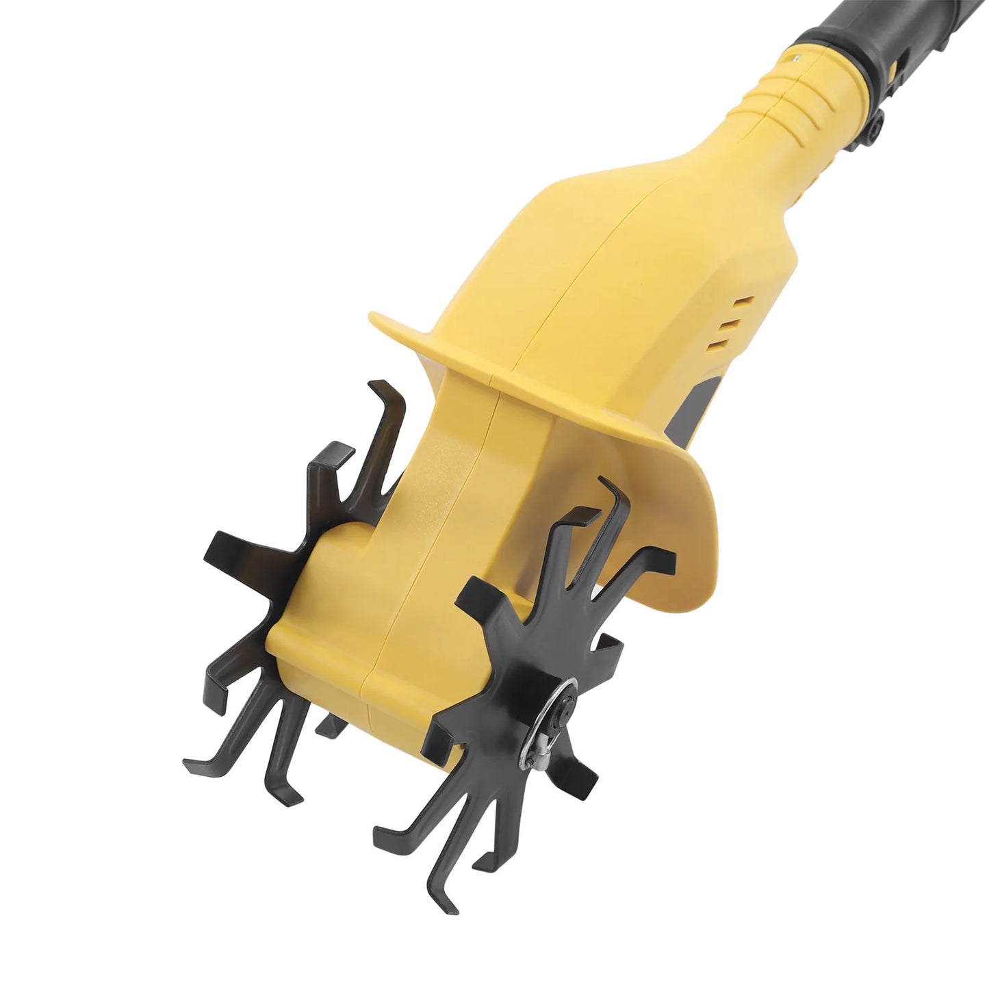 Elektrische Cultivator - Draadloze Tuincultivator - Accu Onkruidverwijderaars - Onkruidsteker - Handheld - Dubbelzijdige - met Uitschuifbare Paal - 20V - 110-240V - 250 RPM - 2000 mAh - 85 dB - Teeltbreedte 10 cm - Geel