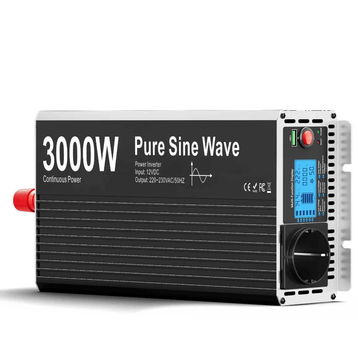 Zuivere Sinusomvormer – Pure Sinusomvormer – Spanningsomvormer – Campingomvormer – Noodstroomomvormer – 6000W – Draadloze Afstandsbediening - 12V