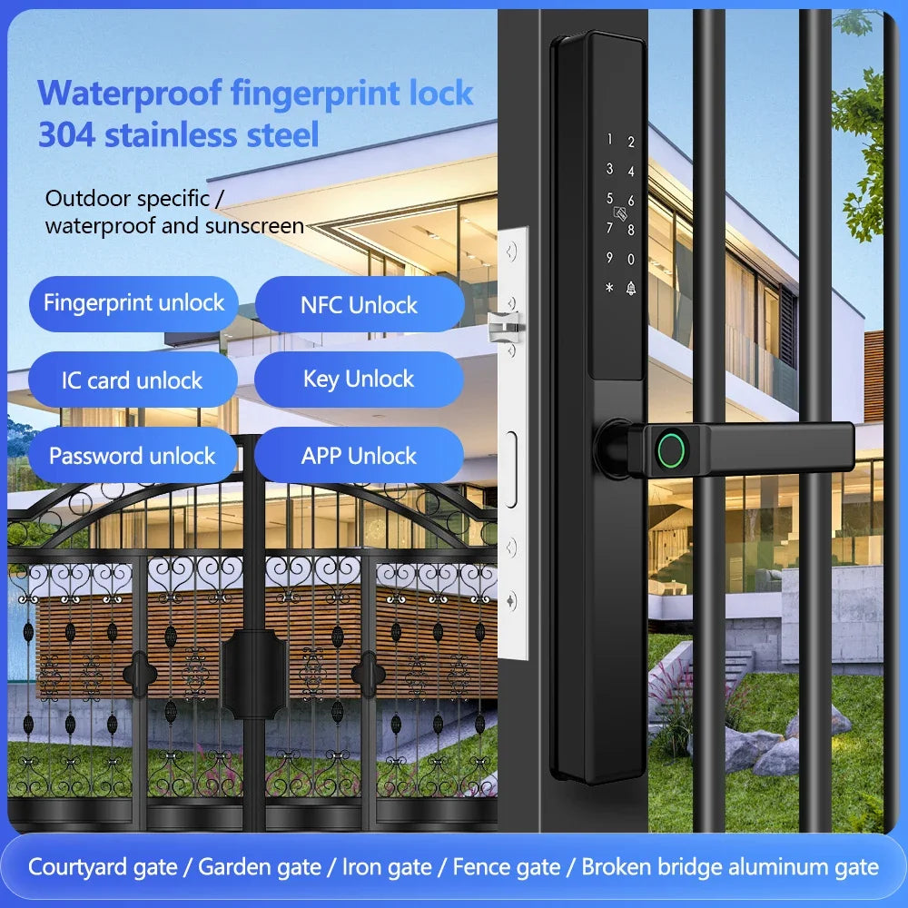 Vingerafdrukslot – Slimme Deurslot – Elektronisch Slot – Smart Lock – Deurklink Slot – Wifi Connectiviteit – Waterdicht Aluminium - 6085 - 22x240