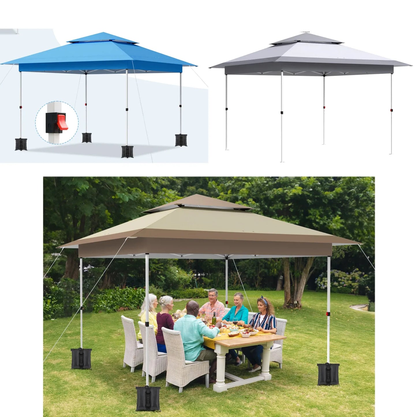 Inklapbare Partytent – Pop-Up Tent – Vouwtent – Schaduwdoek – Waterdicht – 3,6x3,6 Meter – Aluminium Frame