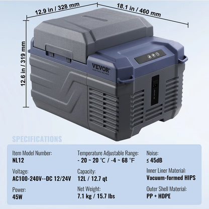 SucceBuy Car Refrigerator  12 Volt Car Refrigerator Fridge  37 L -4℉-68℉ 12/24V DC and 100-240V AC for Outdoor Camping and RV - QUORE