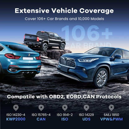 OBD2 Scanner – Auto Diagnoseapparaat – Uitleesapparaat – Codelezer – Storing Verwijderen – Bi-directionele Besturing – 34 Resetfuncties – Levenslange Gratis Updates - QUORE
