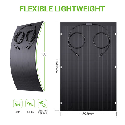 Zonnepanelen – Flexibele Zonnepanelen – Mobiele Zonnepanelen – Opvouwbare Zonnepanelen – Ultradunne Zonnepanelen – 2x 120W (240W Totaal) – IP67 Waterdicht – Hoog Vermogen