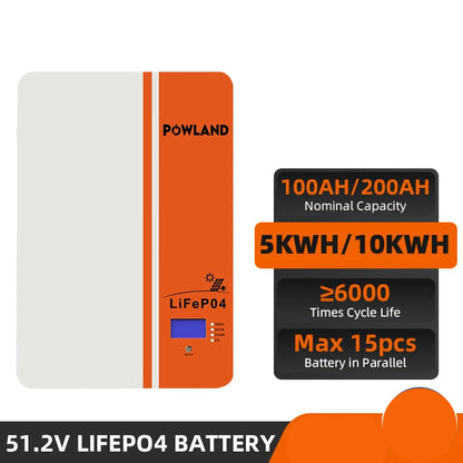 51.2V 200AH LiFePO4 Accu – Lithium Accu – Energie Opslag – Solar Accu – Batterij 10 kWh – Langdurige Levensduur – Ingebouwd BMS Met Bluetooth