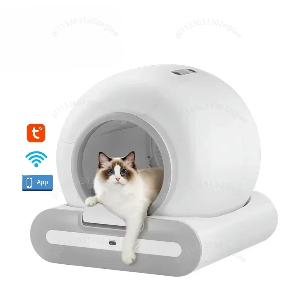 Automatische Kattenbak – Slimme Kattenbak – Zelfreinigende Bak – Geurvrije Kattenbak – 60 Liter Inhoud – App Bediening