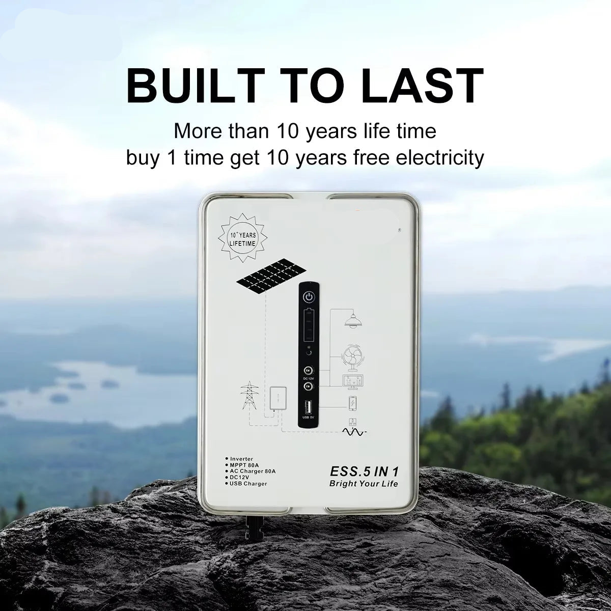 Off-Grid Zonne-Energiesysteem – Compact – Draagbaar – Solar Power – Noodstroom – 500W Zuivere Sinusgolf – 1 kWh LiFePO4 Batterij