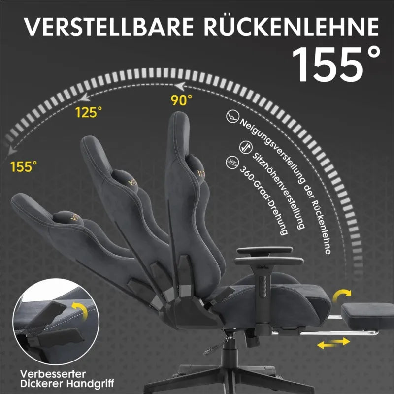 Gamingstoel – Gamestoel – Gaming Chair – Game Stoel – Bureaustoel – Ergonomisch Design – Hoogwaardig Suède - QUORE
