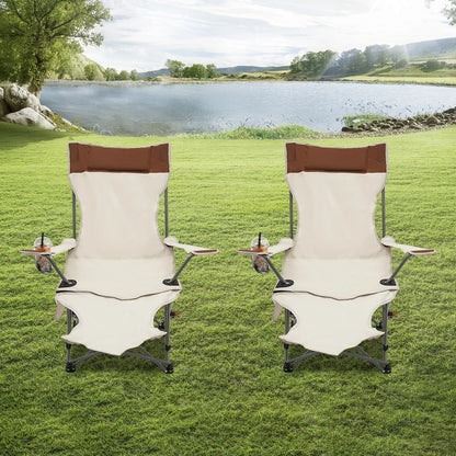 2PCS Opvouwbare Campingstoel met Voetsteun - Verstelbare Ligstoel voor Strand, Tuin, Reizen, Lichtgewicht en Draagbaar