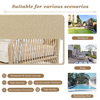 Rattan Hangstoel – Schommelstoel – Tuinstoel – Balkonstoel – Weerbestendig – Comfortabel Zitvlak – Maximaal Draaggewicht 160 Kg