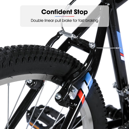 HILAND 24 26 inch Mountain Bike for Men Women, 18 Speeds High-Carbon Steel Frame, Sport Cycling MTB Bicycle for Adult, Student