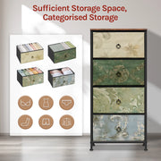 Fabric Chest of Drawers - Chest of Drawers - Storage Cabinet - 4 Drawers - Compact Cabinet - Versatile - Home Organizer - Metal Frame - Dark Gray