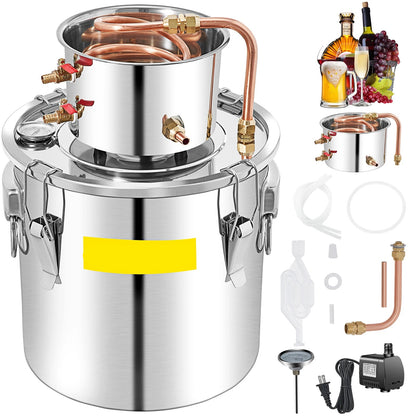 Distilleerketel - Destilleerapparaat - Moonshine - 50L - voor Alcohol - Fermentatie set - Home Brewing Set voor Whisky, Wijn & Brandy – Zilver