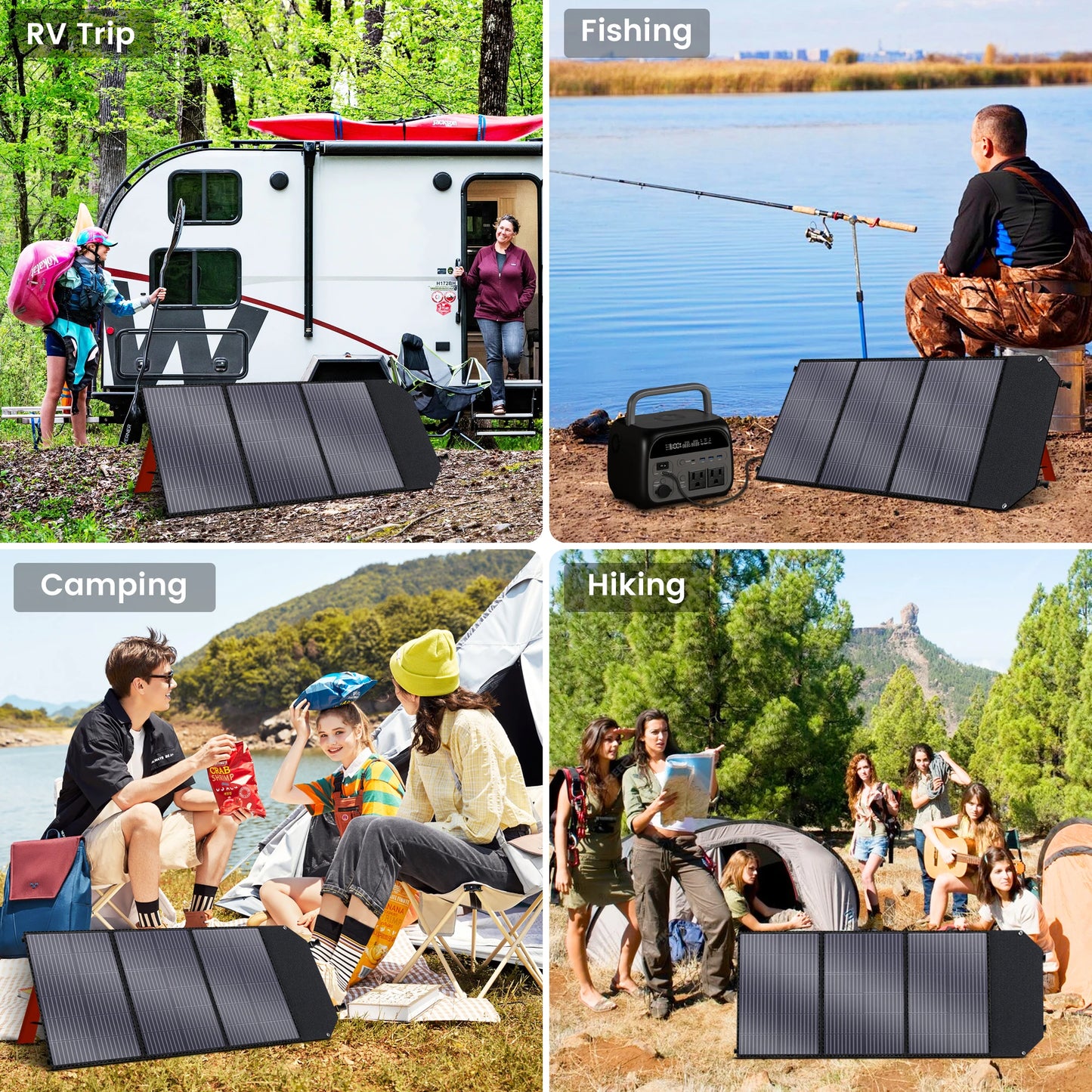 Zonnepaneel - Zonnepaneelset - Draagbaar - Opvouwbare - Waterdict - Outdoor Emergency Backup - voor Thuis - Tenten - Buiten - Kamperen - Waterdicte - 200W - 18V - 11.1A -  45.5 x 270.2 x 4 cm - Zwart
