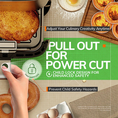 Heteluchtfriteuse - 5L - Oven - Touch Bediening - en Kijkvenster - Elektrische Olievrije - met Antiaanbakmand - Familieformaat - Lichtgrijs