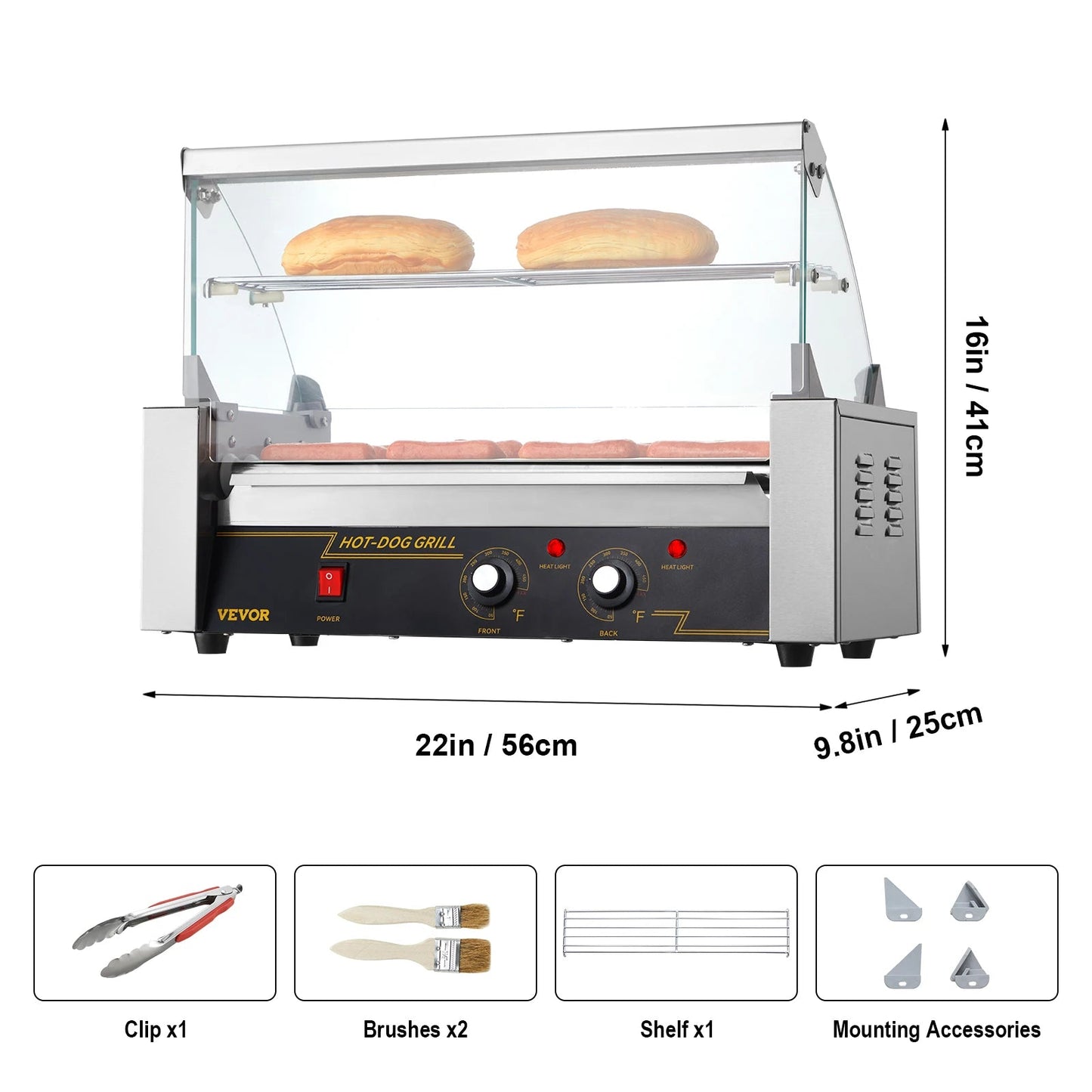 Hotdog Machine – Hotdog Maker – Hotdog Bereider – Snackmachine – 30 Hotdogs Tegelijk – 2200W Vermogen – RVS Materiaal
