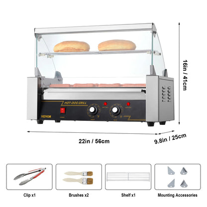 Hotdog Machine – Hotdog Maker – Hotdog Bereider – Snackmachine – 30 Hotdogs Tegelijk – 2200W Vermogen – RVS Materiaal