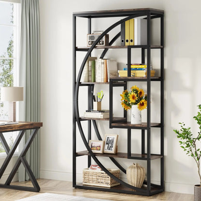 Boekenkast – Industriële Kast – Open Kast – Opbergkast – Wandkast – 8 Open Vakken – Zwart Metalen Frame