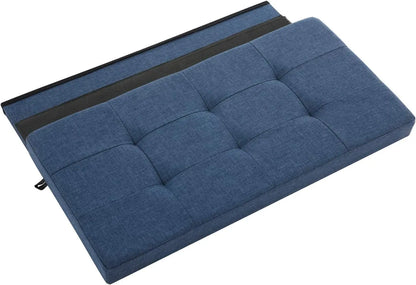 Slaapkamerbank - Slaapkamerkruk - Opbergdoos - Kussenbox - Bank - 76 cm x 38 cm x 38 cm - Blauw