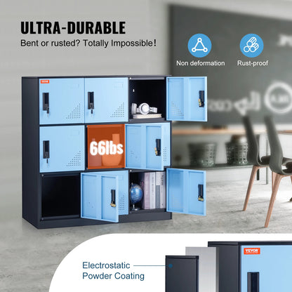 Metalen Opbergkast – Lockerkast – Opbergkast – Kantoor Kast – Garage Kast – 9 Compartimenten – Magneetsloten