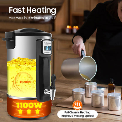 Wax Melter - Wassmeltpot - Kaarsen Smelten - Kaarsen maken - 12L - 1100W - 26x55.5x41.5cm - Zilver - QUORE