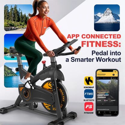 Hometrainer – Fitnessfiets – Exercisefiets – Magnetische Fiets – Stil Werkend – Verstelbaar Zadel – Bluetooth Connectiviteit - QUORE