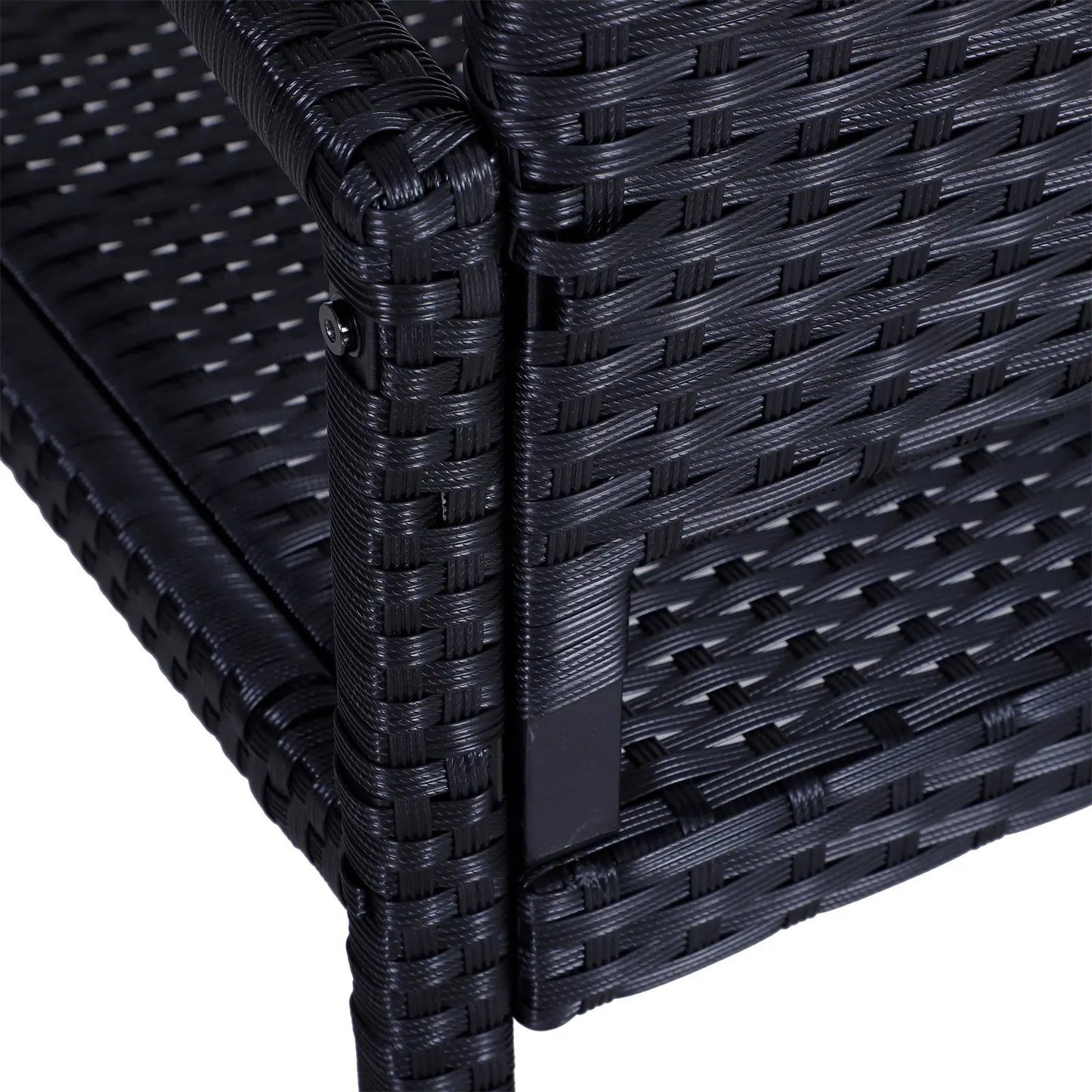 Tuinbank - Wicker Tuinbankje - Loungebank - Balkonset -  Weerbestendige PU Rotan Bank met Stalen Frame, Lichtgewicht en Geschikt voor Jaarlijks Buitengebruik - Dubbelzijdige - Zwart