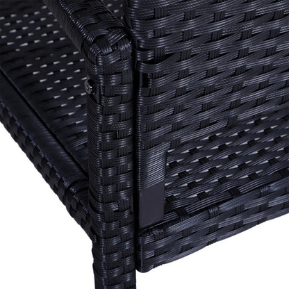 Tuinbank - Wicker Tuinbankje - Loungebank - Balkonset -  Weerbestendige PU Rotan Bank met Stalen Frame, Lichtgewicht en Geschikt voor Jaarlijks Buitengebruik - Dubbelzijdige - Zwart