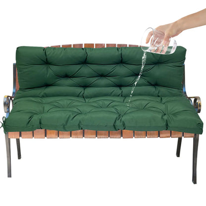 Tuin Bank - Tuinbank Hout - Tuinbanken - Garden Furniture - Waterdicht Tuinbankkussen met Rugleuning (150x100 cm) - Donkergroen