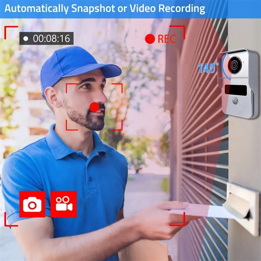 Video Deurbel – Slimme Deurbel – Draadloze Deurbel – Deurbel Met Camera – Deurbelset – 7 Inch Touchscreen – 2MP 1080p HD Camera